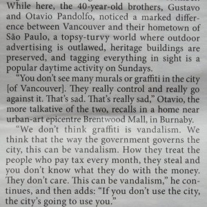 what otavia and gustavo pandolfo say in the georgia straight